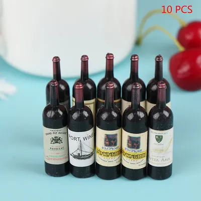 10Pcs/Lot 1/12 Dollhouse Miniature Mini Simulation Wine Bottle Accessories Decor Furniture Model