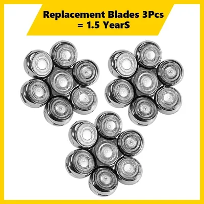 Mens 7 Blade Razor Replacement Shaving Heads Floating Washable Electric 7D Shavers Trimmers Kit