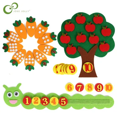 1-10 Montessori Educational Toy Children's Puzzle Handmade DIY Toy Kindergarten Carrot Apple Tree