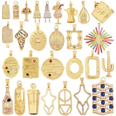 Trendy Perfume Bottle Coffee Cup Wine Glass Charm Pendant,18K Gold Plated Necklace Bracelet Jewelry Findings Daily Supplies M18