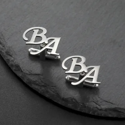 Skyrim 2pcs Custom Cufflinks Men Stainless Steel Personalized Initials Letter Cufflink for Suit