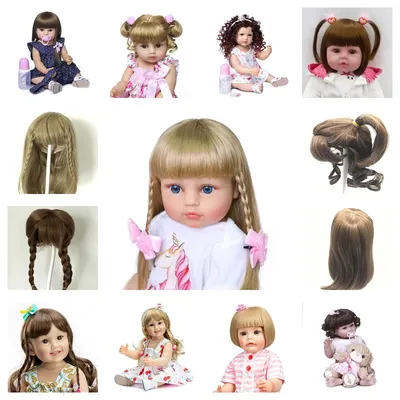 Fit For Doll Head Circumference 32cm To 36cm Silicone Reborn Baby Doll Hair Wig Curly Brown Golden