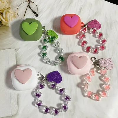 For Beats Fit Pro Case Cute Love Earphone Silicone Cover with WristChain Lanyard hearphone box For