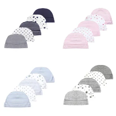 Kiddiezoom 5 Pcs/Lot Fashion Casual Cute 0-6Months Newborn Boy Girl Hats 100%Cotton Soft Infant Caps