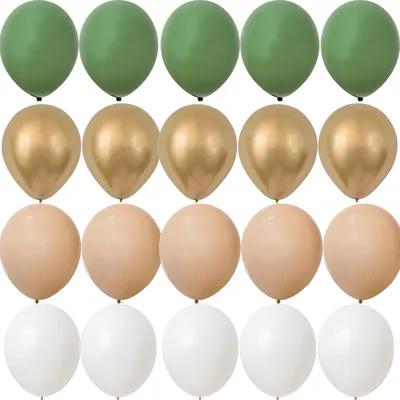 15/20PCS 10inch Balloon Kit Retro Green White Gold Balls Birthday Wedding Anniversary Jungle Summer