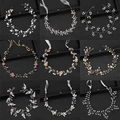 Rhinestone Crystal Pearl Headbands HairBand Tiara For Women Bride Wedding Hair Accessories Handmade