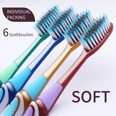 Adult soft bristled toothbrush Large brush head 6 independent packages for Men and women Suitable for home use Comfortable