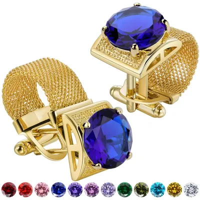 HAWSON Mens Crystal Cufflinks with Chain-luxury Shiny French Shirt Cufflinks wedding business gift