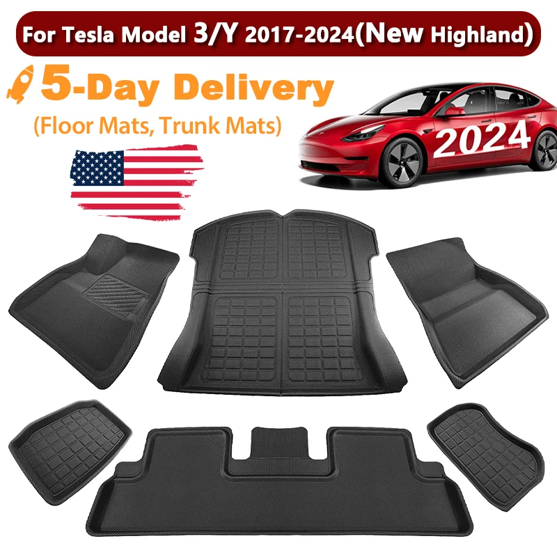 Floor Mats For Tesla Model Y Juniper Model 3 Highland 2017 to 2025 Trunk Luggage Liners Left Right Hand Drive Four Seasons