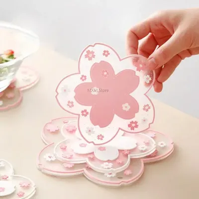 1PC Kawaii Coasters Japanese Style Sakura Coffee Cup Coaster Sakura Insulated Table Mat Tea Milk Cup