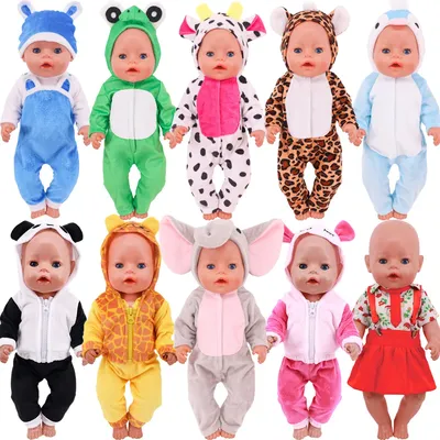 Elephant One-piece Suit Animal Shaped Plush Clothes For 18 inch American & 43 Cm Baby New Born Dolls Clothes,Our Generation Toys