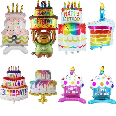 Birthday Cake Aluminum Foil Balloon Birthday Party Decoration Three-layer Birthday Cake Aluminum
