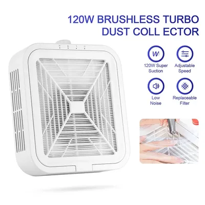 120W Super Suction Nail Dust Collector Powerful Brushless Nail Dust Extractor Nail Art Manicure Fan