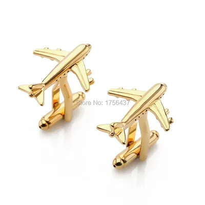 Lepton Brand Plane Cufflinks for mens Gold & Silver Color Fashion Airplan Men Shirt Cuffs Cuff links