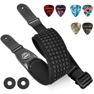 LEKATO 3D Sponge Guitar Strap Belt LGS-1 Adjustable Filling Electric Guitar Strap Bass Belt 3.5"