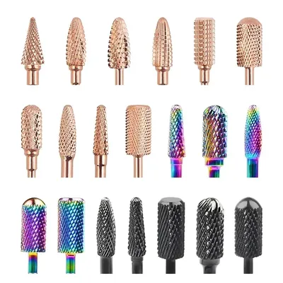 Rose Gloden Carbide Milling Cutter Nail Drill Bits Electric Machine Manicure Left Right Hand Nails Files DIY Accessories Tools