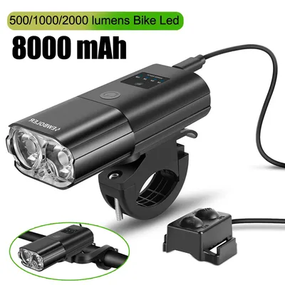 Bicycle Light 1000Lumen 4000mAh Bike Headlight Power Bank Flashlight Handlebar USB Charging MTB Road