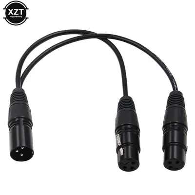 New 3-Pin XLR Male Plug to Dual Female Jack Y Splitter Mic DJ Cable Adaptor Extension For DVD Player
