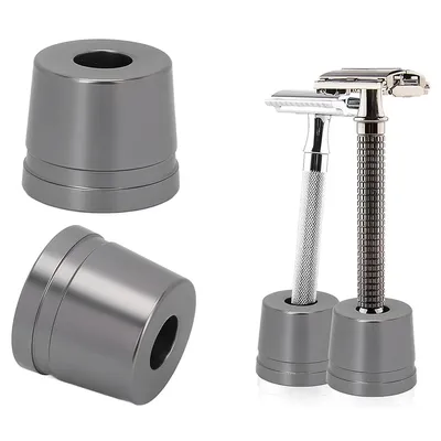 Safety Razor Stand, Men's Metal Manual Beard Aluminum Alloy Shaver Holder Base for Bathroom