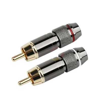 RCA Connector Audio Plug Jack Consumer Electronics Male Gold Plated Copper Screw Lock For Soldering