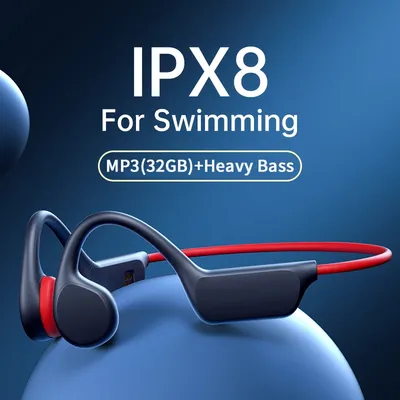 Bone Conduction Earphones Bluetooth Wireless IPX8 Waterproof MP3 Player Hifi Ear-hook Headphone With