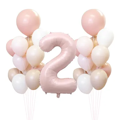 17pcs Pink Series Latex Balloon Set Vintage Pink Foil Number For Girl's Birthday Party Anniversary
