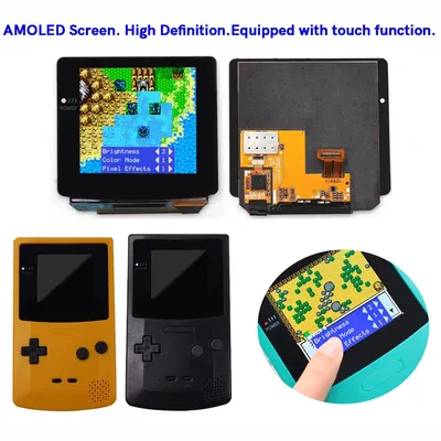 Hispeedido 2024 Newest GBC OLED AMOLED Laminated Touch Screen OSD Menu RETRO PIXEL Kit For GameBoy