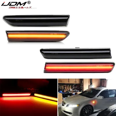 iJDM Amber/Red Full LED Side Marker Light For 2004-2008 Acura TL, Powered by Total 180-SMD LED,