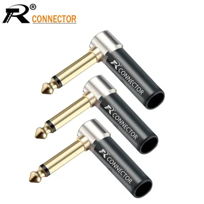 10pcs 1/4 PhoneJack Unbalance Connector Right Angle 6.35mm Jack Microphone Speaker Assembly mono