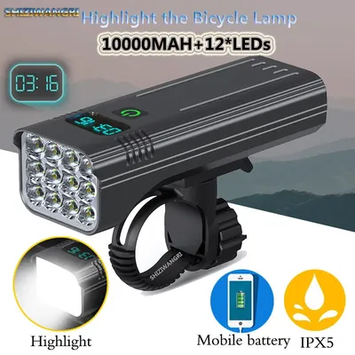 10000mAh Bike Bicycle Light USB LED Rechargeable Set Mountain Cycle Front Back Highlight 12*LED