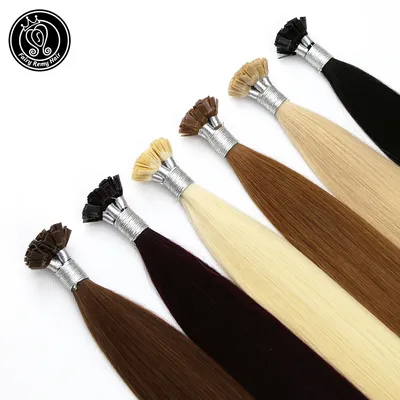 Keratin Flat Tip Real Remy Human Natural Hair Extensions Hot Fusion Pre Bonded European Hair On