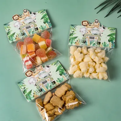 Jungle Animals Party Candy Gift Bags Biscuit Packing Bag Dinosaur Safari Gift Bag for Guest Kids