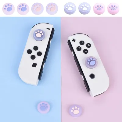 4pcs Cute Glitter Cat Thumb Stick Grip Cap Joystick Soft Protective Case for Switch OLED Joy-con
