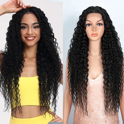 Synthetic Lace Front Wigs 30 Inch Long Curly Hair Lace Wigs For Women Ombre Brown HD Lace Front