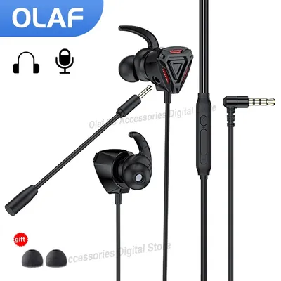 OLAF 3.5mm Wired Headphones Gaming Headset Bass Stereo Gamer Earphones Noise Cancelling Earbuds With
