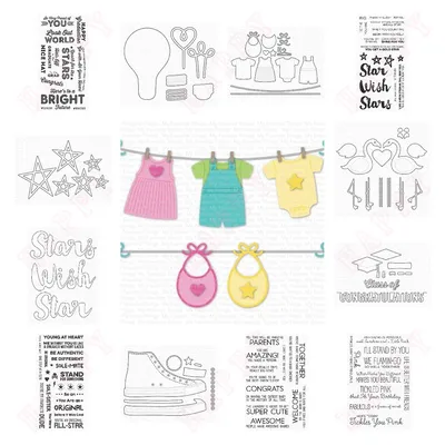 Welcome Baby Metal Cutting Dies and Stamps, DIY Scrapbook Paper Cards, Handmade Happy
