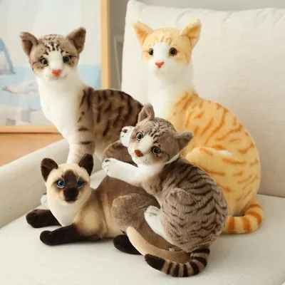 Realistic Cat Plush Toys American Shorthai Siamese Ragdoll Stuffed Doll Lifelike Animal Toy For