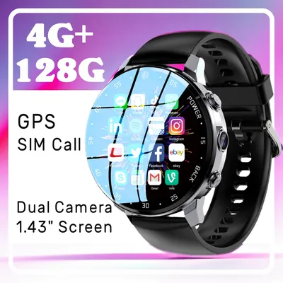 4G NET NEW A3 Global Android Smartwatch Men Dual HD Camera Full Touch Screen HeartRate IP67 Waterproof Smart Watch 64G SIM call