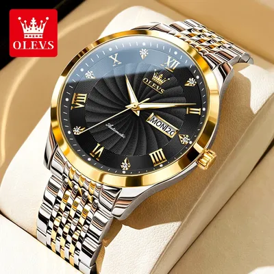 OLEVS Watch for Men 100% Original Automatic Mechanical Man Watches Steel Strap Waterproof Wristwatches Men's Luxury Brand Watch