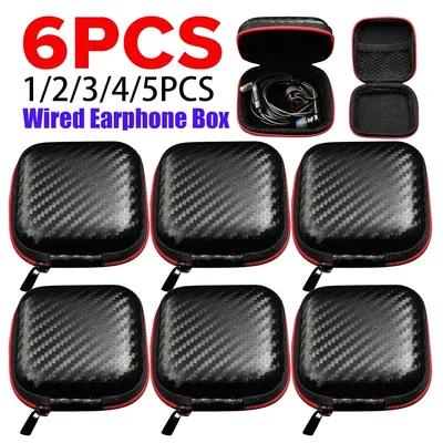 6-1pcs Earphones Storage Bag Wired Headphones EVA Zipper Storage Box Portable Hold Storage Case