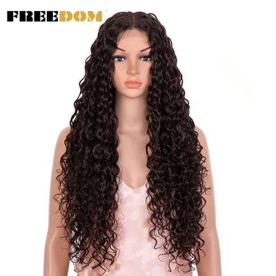 FREEDOM Synthetic Lace Front Wig Long Curly Wig 30 inch Ombre Blonde Ginger Lace Wigs For Black