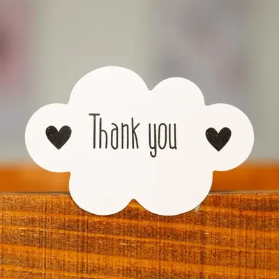 120pcs 4.6x3cm Kawaii Thank you Adhesive Seal Sticker White Cloud Shape Paper Sticker For Gift Candy