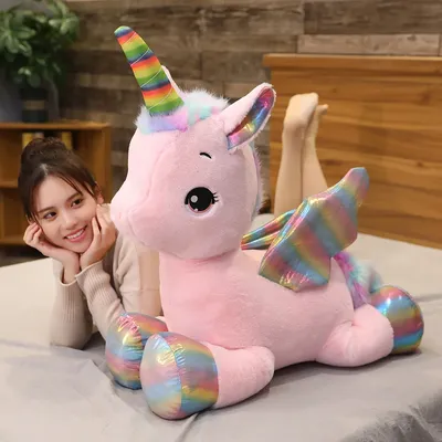 Huggable Soft Cute Unicorn Dream Rainbow Plush Toy High Quality Pink Horse Sweet Girl Home Decor