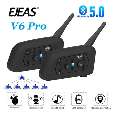 EJEAS V6PRO Motorcycle Bluetooth 850mAh Helmet Headset Intercom MOTO Communicator 1200m Interphone