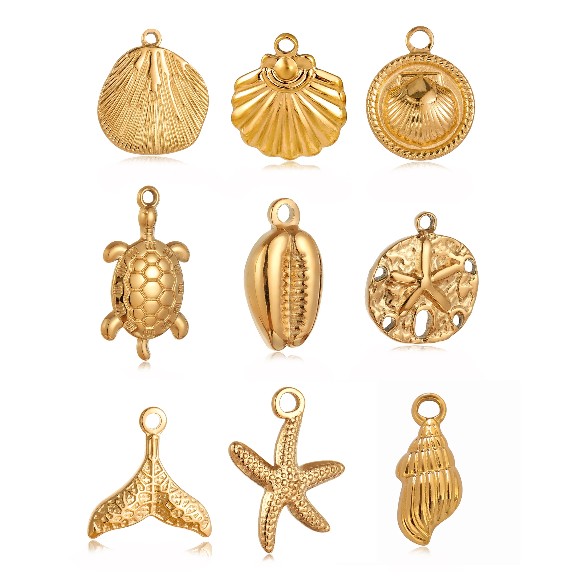3pcs Stainless Steel Starfish Shell Charms Marine Life Animal Charms For Making Earrings Necklace Bracelet Jewelry Accessories