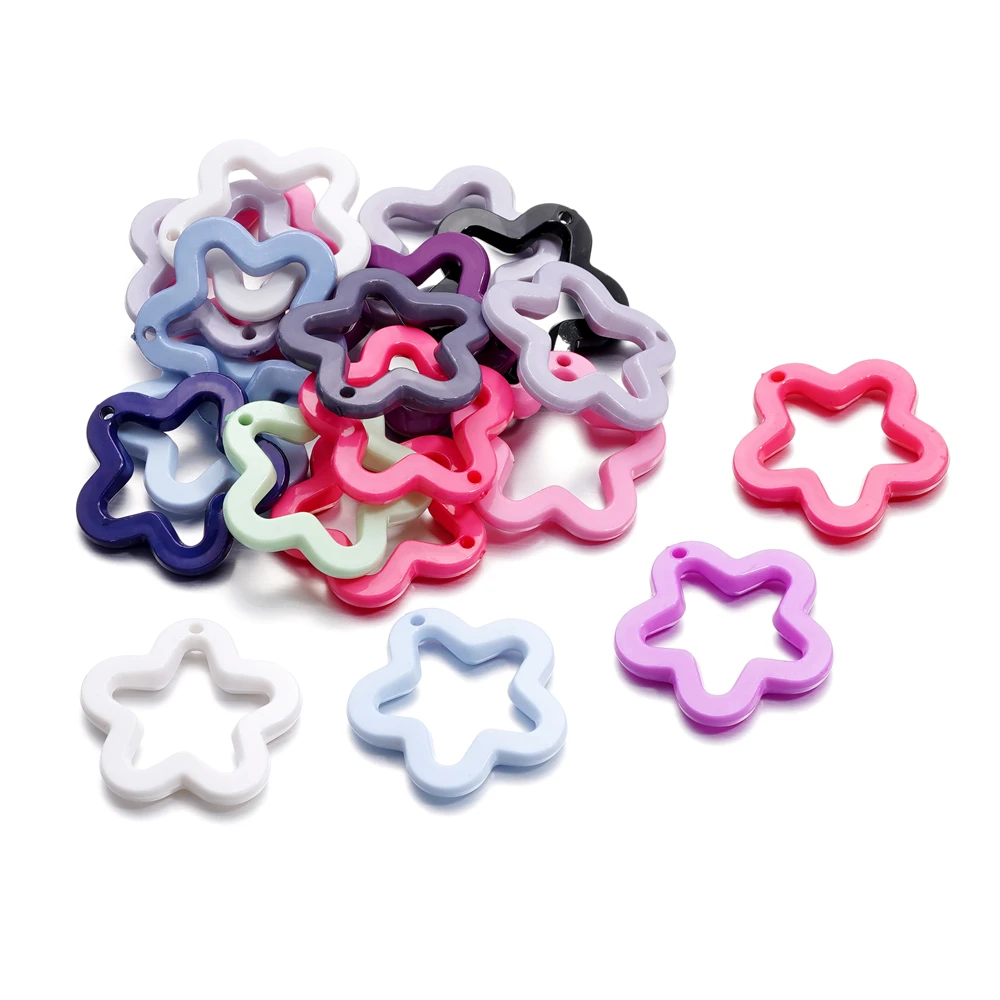 10Pcs/Lot Colorful Acrylic Five-Pointed Star Loose Pendent For DIY Necklace Bracelet Jewelry Making Accessories Supplies