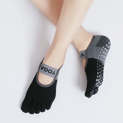 Five Toe Women Yoga Socks Breathable Anti-Slip Pilates Socks Cotton Backless Ladies Fitness Dance