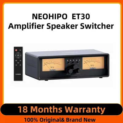 NEOHIPO ET30 Amplifier Speaker Selector With VU Meter Speaker Switcher with DB Panel Display Audio Selector