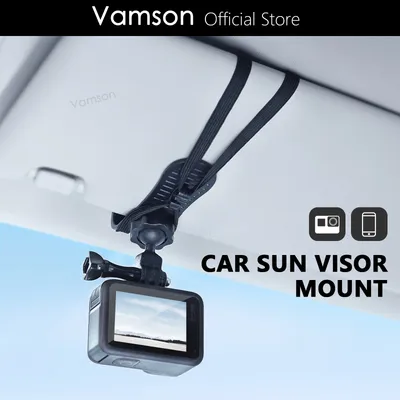 Vamson Car Sun Visor Camera Mount with Phone Clip for Cell Phone for GoPro Hero 12 11 10 9 8 for