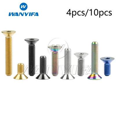 Wanyifa M5 Titanium Bolt 10/12/15/20/25/30/35mm Flat Countersunk Head Hex Screws for Bicycle Pedals
